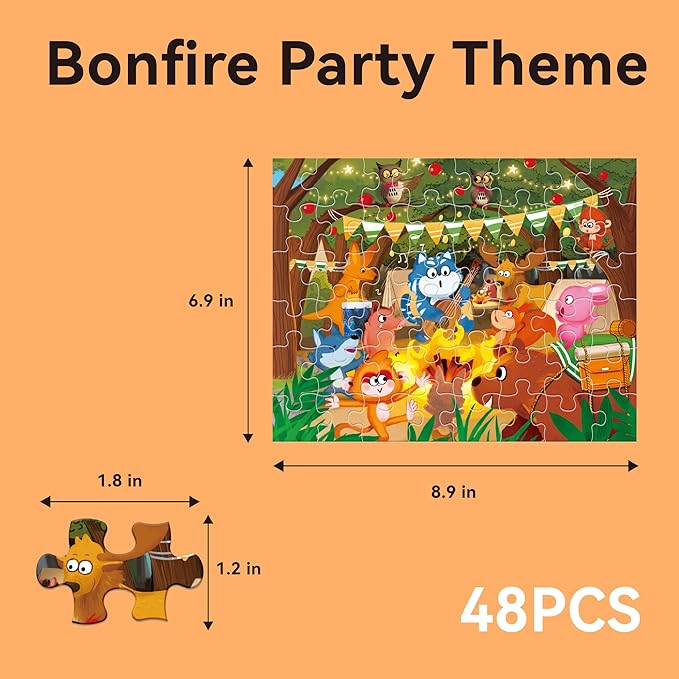 Dotimo 4-Pack Animal Puzzles for Toddlers 3-5 – Lion, Elephant, Giraffe & Monkey Progressive Learning Puzzles, 24/30/35/48 Piece Educational Games with Storage Box, Family Activities & Gifts