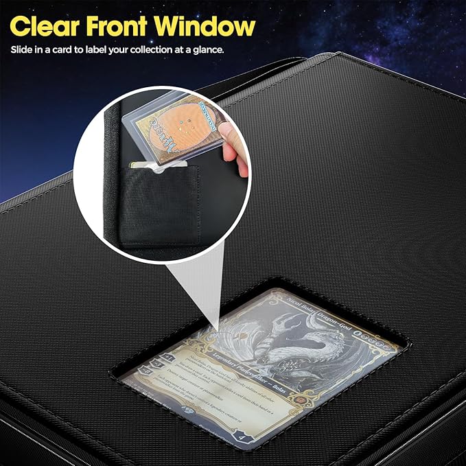 ProCase 4 Pocket Top Loader Binder, Holding 144 Cards in 3"x4" Toploaders, Side Loading Small Book Folder with Clear Window for Pokemon, Trading, Sports Cards Collection TCG, MTG -Black