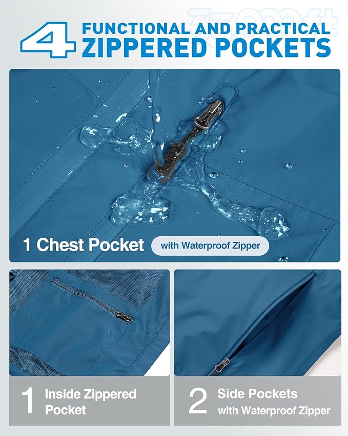 33,000ft Packable Rain Jacket Women Lightweight Waterproof Raincoat with Hood Cycling Bike Jacket Windbreaker