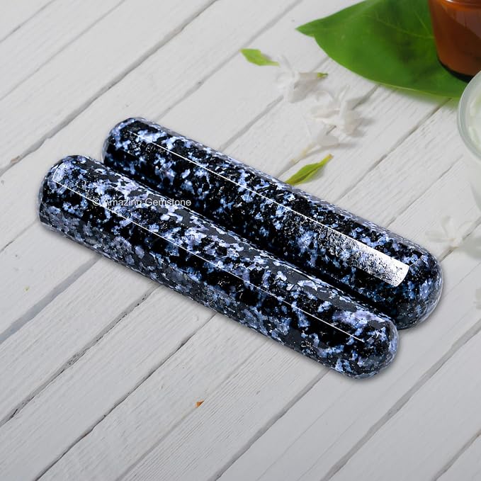 Amazing Gemstone Indigo Gabbro Crystal Wand Massage Stick - Pelvic Wand Gua Sha for Adults - Crystals and Healing Stones Massage Wands for Adults Gifts (Smooth)