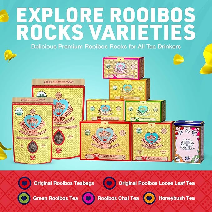 Caffeine Free Tea Organic Rooibos Tea Bags 200 - Naturally Sweet Red Tea Safe for Children & Pregnant Women - Low Tannin, Premium Red Rooibos Tea Organic Sustainably & Ethically Farmed in South Africa