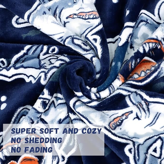 Shark Blanket Boys Toddlers Toys Gifts, Cozy Soft Warm Small Ocean Sea Animal Fleece Throw Blanket for Kids, Cute Sharks Decor for Bedroom Playroom, Birthday Gifts Age 3-8, 40"x60"