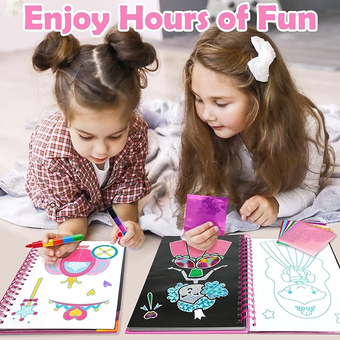 FUNNYB&G Foil Art Crafts for Kids Ages 4-8: Valentines Crafts for Kids 2026,Birthday Gift for Girls,Art and Crafts Supplies,Party Favors,Creative Toys for Girls Boys 4 5 6 7 8 9 Years Old(Princess)