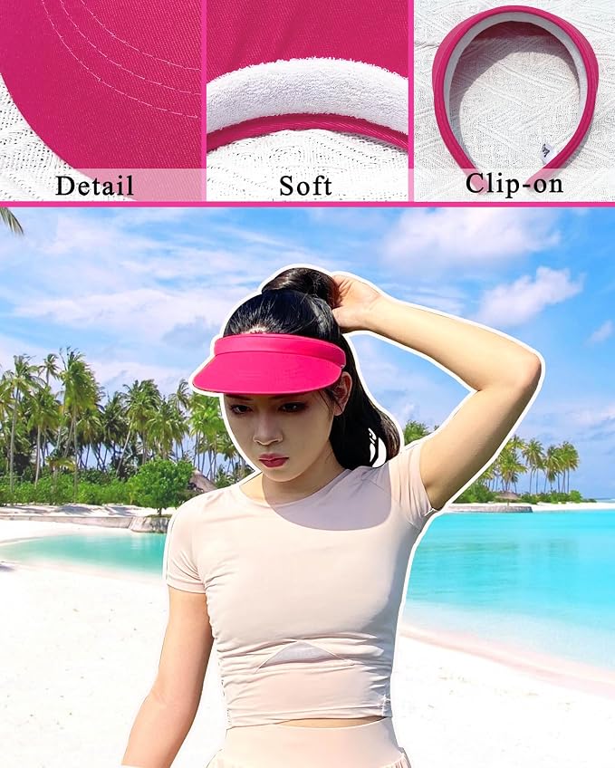 3 Pack Sports Sun Visor Hat Women Men Adjustable Clip On Visors Outdoor Golf Beach Cap