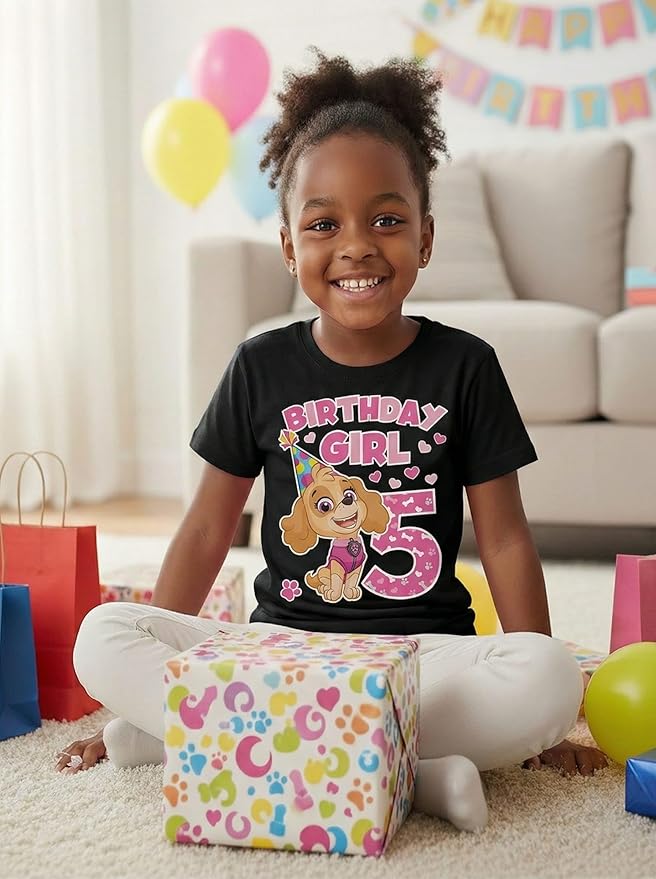 Skye Paw Patrol 4th Birthday Girl Shirt for 4 Year Old Girls - Pup-Themed Party Toddler T-Shirt