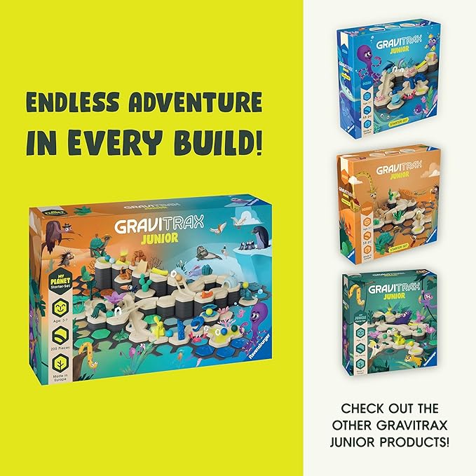 Ravensburger GraviTrax Junior Starter Set XXL - My Planet - Fun and Educational Preschool Marble Run Building Experience - STEM-Friendly, Interactive Learning, MESH Accredited - Kids Age 3 and Older
