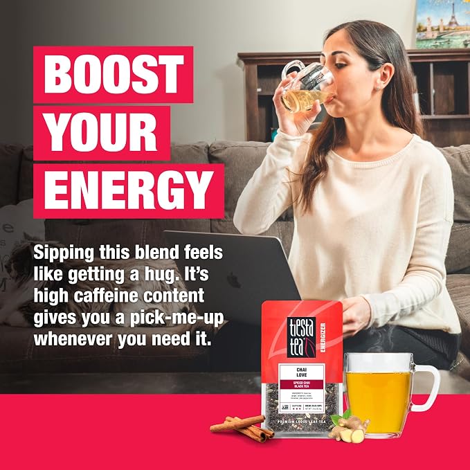 Tiesta Tea - Chai Love | Loose Leaf | Spiced Chai Black Tea | Premium Blend | High Caffeinated Black | Make Hot or Iced Brews Up to 25 Cups | 1.9 Ounce Resealable Pouch