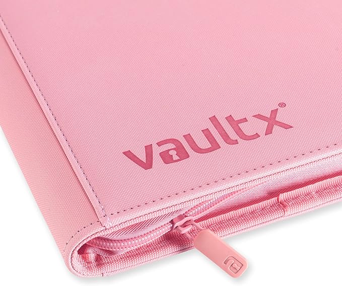 Vault X 12 Pocket Zip Binder, 480 Cards, Exo-Tec Material, 20 Side-Loading Pages (Pink)