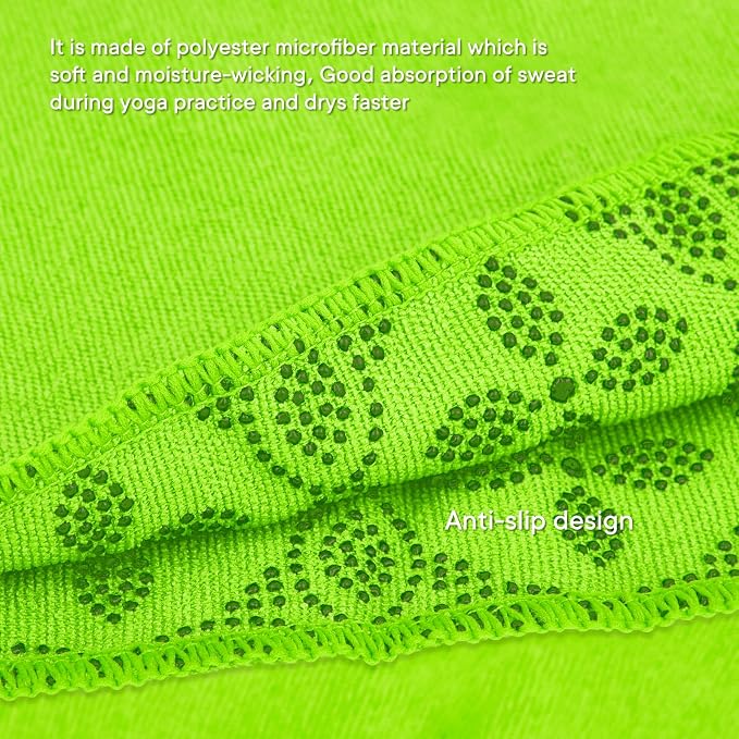 Yoga Towels, Non Slip Hot Yoga Mat Towel with Grip Dots,Super-Absorbent Soft Microfiber Yoga Blanket for Pilates, Fitness and Workout 72inch x 24inch