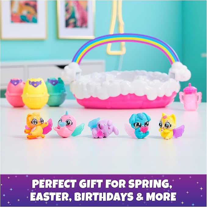 Hatchimals Alive, Neon Rainbow Spring Basket Toy (Styles May Vary), 3 Self-Hatching Easter Eggs, Fun Gift & Kids Toys for Girls & Boys Ages 3 and up