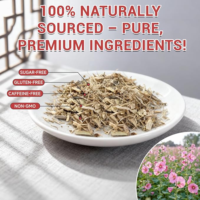 100% Natural Marshmallow Root Tea | 50 bags of caffeine-free tea bags | Soothes The Throat/Nourishes The Digestive System | Vegetarian, Gluten-free, Non-GMO