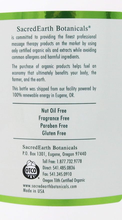 Organic Massage Oil Blend (1 Gallon) - Unscented, Nut Oil Free, Gluten Free and USDA Certified Organic