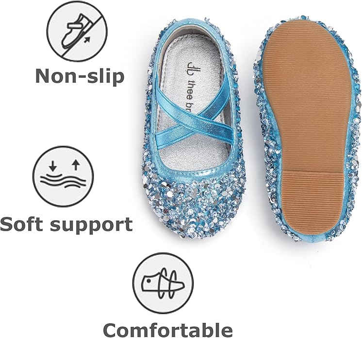 THEE BRON Mary Jane Ballet Flats - Girls' Dress Shoes with Hook & Loop Closure