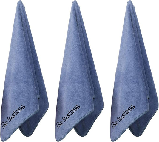 Microfiber Gym Towels Bigger Size Super Soft for Exercise Fitness, Sports, Workout, 380-GSM 15-Inch x 31-Inch Quick-Drying Towels (3 Pack, Blue)