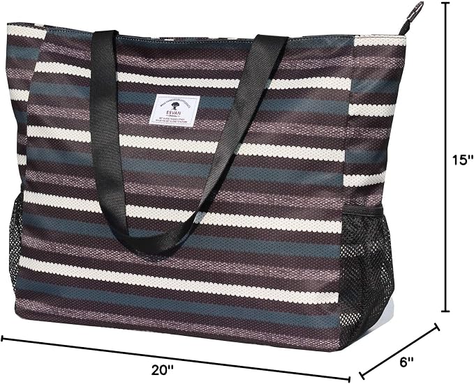 ESVAN LARGE BEACH BAG Water Resistant Lightweight 20 inch Women Oversize Tote Bag for Gym Beach Travel Pool Yoga Nurse