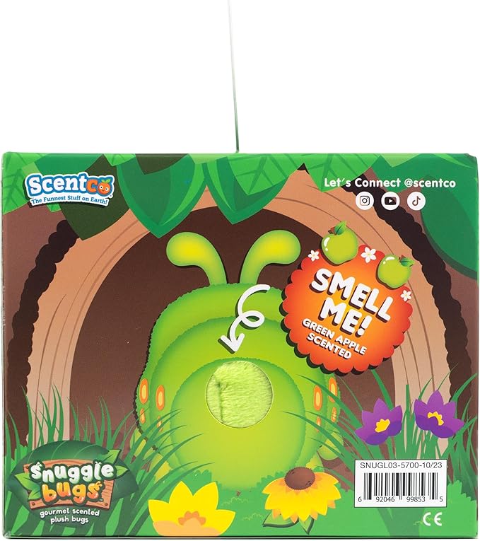 Scentco Snuggle Bugs (Caterpillar)- Green Apple Scented Plush Toy - Gifts for Kids, Gift Guide, Aromatherapy