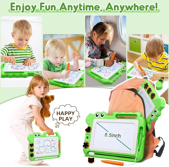AiTuiTui Magnetic Drawing Board Toddler Toys Gift for 2 3 Year Old Girls Boys, Sketch Writing Doodle Pad Toddlers Age 2-4 Travel Games, Educational Learning Kids Toys for Birthday (Green)