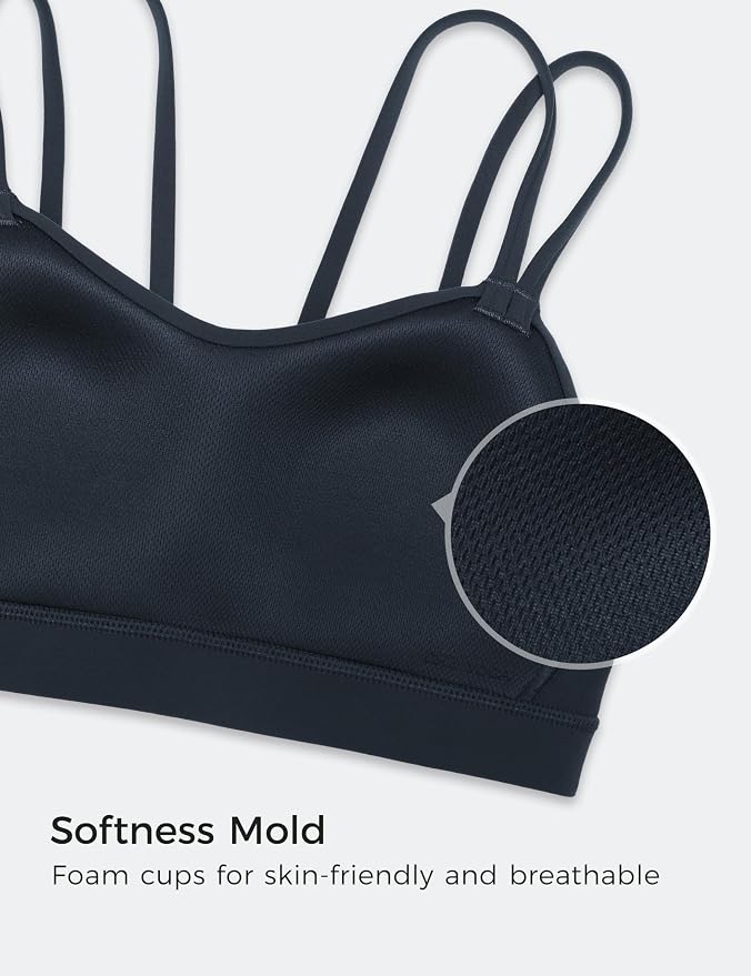 CRZ YOGA Softness Mold Butterluxe V Neck Sports Bras for Women - Workout Top Double Spaghetti Straps Wireless Yoga Clothes