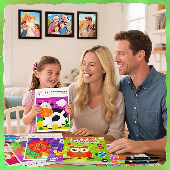 DoodleDoo Animals Mosaic Coloring Book for Kids 5-9,Paint by Number Drawing Kits Party Favors, DIY Arts and Crafts Classroom Activity Supplies, Birthday Gifts for Girls Boys Ages 5 6 7 8 9 10 11 12