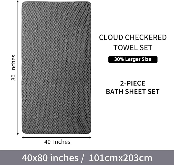 Extra Large Bath Towel Sheet-40x80 Inches Oversized,Super Soft,Quick Dry,Microfiber Shower Towels Highly Absorbent,Plush Bathroom Towels for Adults, Premium Quality (Charcoal Gray, 2PCS)