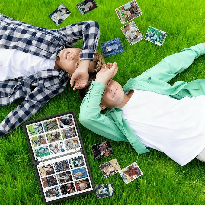 Football Card Binder,Sports Card Binder with Card Display Design,900 Pockets Premium Card Ablums with Sports Pattern Wristband Fit for Football Cards 2025-2026