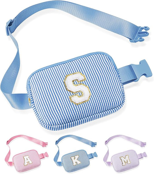 YOOLIFE Initial Crossbody Bag Belt Bag | Fanny Pack Valentines Gifts for Daughter Sister Friends | Gifts for Girls | Personalized Gift for Women | Belt Bag Fanny Pack | Blue S