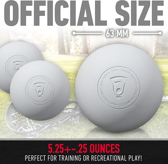 Franklin Sports Lacrosse Balls - Official Size Lax Balls for Practice - Rubber 63mm Outdoor Lacrosse Balls - Great for Muscle Massage Therapy + Yoga - White + Yellow