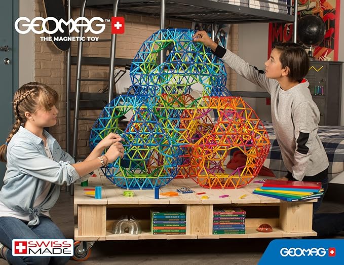 Geomag Masterbox Magnetic Toys for Kids Ages 8+, 248pc Blue Educational STEM Magnets for Kids - Swiss-Made Magnetic Blocks, Tiles and Building Toys from 100% Recycled Plastic