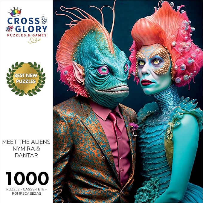 1000 Piece Jigsaw Puzzle for Adults - Cross & Glory - Meet The Aliens Series| Collectible Sci-Fi Illustration (Nymira and Dantar)