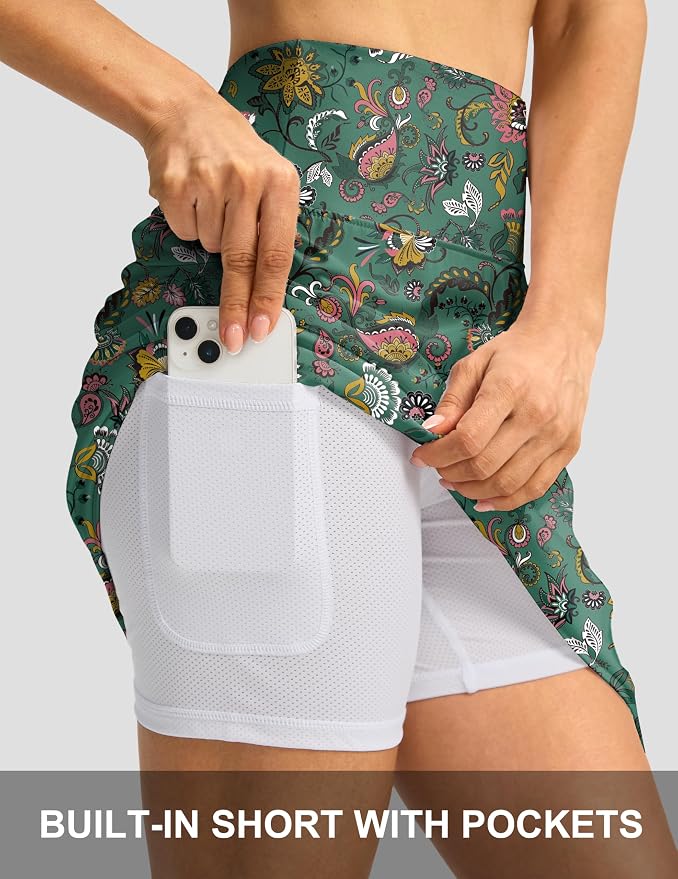 G Gradual 19" Skorts for Woman with Pockets High Waist Golf Skirt | Lightweight, Stretchy, Breathable, Tummy Control, Built-in Shorts, Athletic, Tennis, Pickleball, Casual Summer