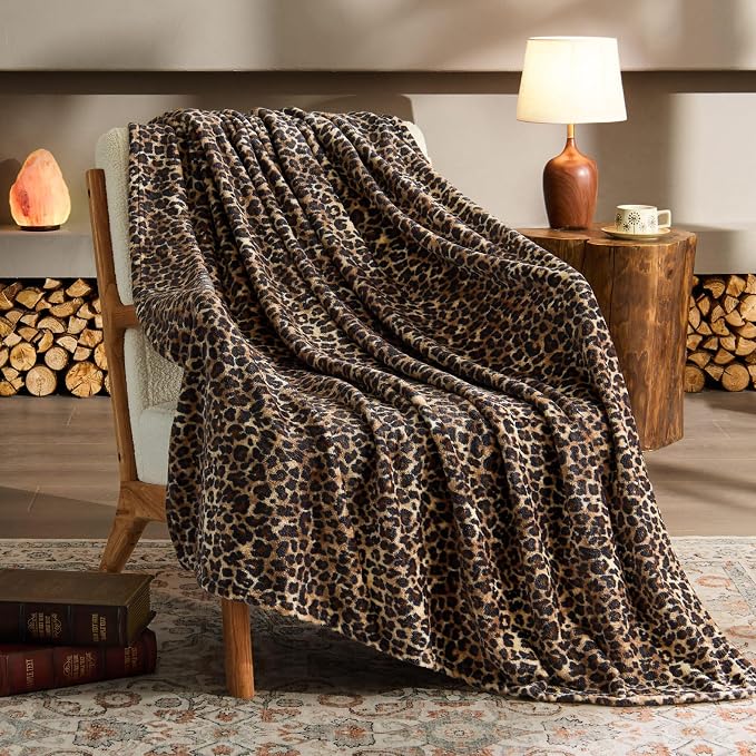 BEDELITE Fleece Blanket Soft Plush Twin Size Blanket Brown Leopard 60"x80" | Ultra Soft Fleece, Plush Microfiber, Lightweight Warmth, All Season Comfort, Cheetah Decor, Machine Washable, Couch Sofa Bed