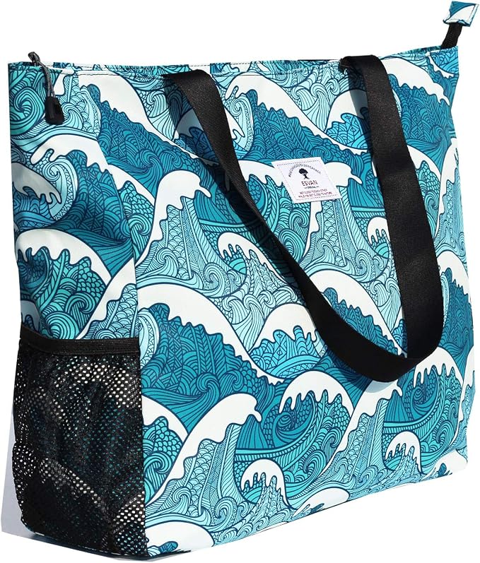 ESVAN LARGE BEACH BAG Water Resistant Lightweight 20 inch Women Oversize Tote Bag for Gym Beach Travel Pool Yoga Nurse
