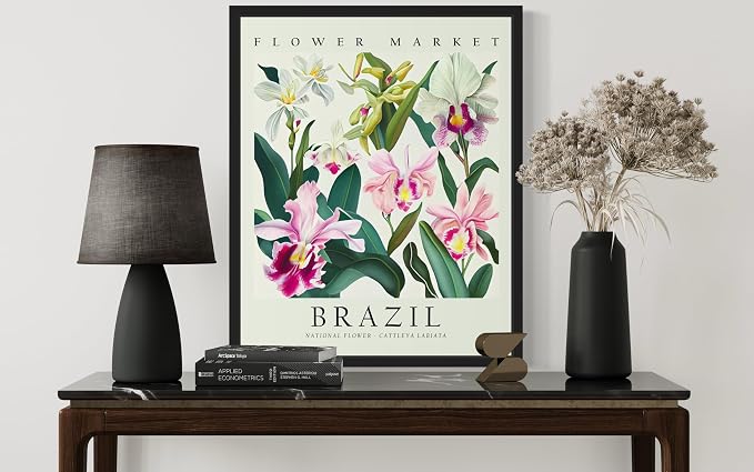 Brazil, Cattleya Labiata Unframed Art Print Poster, Flower Market Wall Art, Floral Artwork Decor for Bedroom, Kitchen, Bathroom, Livingroom Decoration 52 (Brazil, Cattleya Labiata, 10"L x 8"W, Unframed)