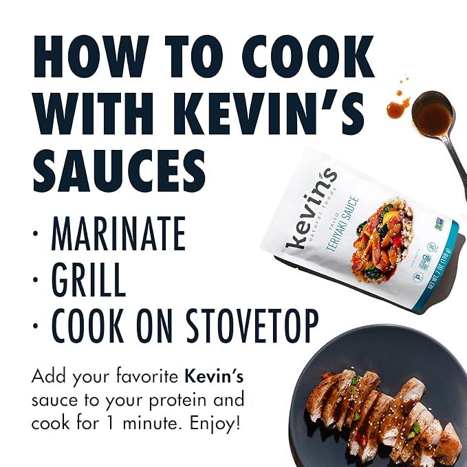 Kevin's Natural Foods Teriyaki Simmer Sauce, 3 Pack | Paleo Stir-Fry Sauce, Gluten Free, No Preservatives, Non-GMO