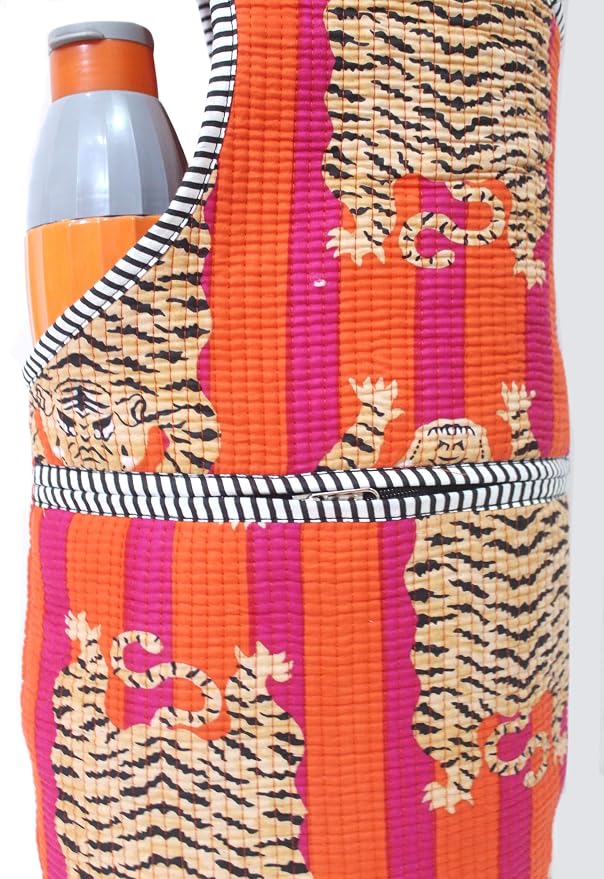 INDIAN CRAFT CASTLE Yoga Mat Bag | Tote Mat Bag | Sling Yoga Tote w/Large Side Pocket & Zipper Pocket | Yoga Mat Carrier Fits Most Size Mats