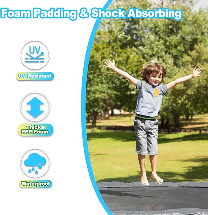 Trampoline Pad Replacement, 10/12/14/15/16FT Trampoline Spring Cover, No-Hole for Pole Waterproof Trampoline Safety Pad, Trampoline Replacement Parts & Accessories