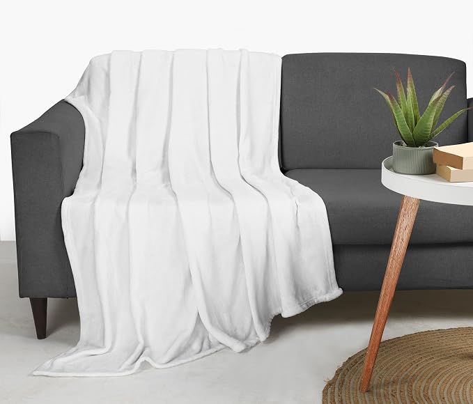 Utopia Bedding Ultra Soft Fleece Bed Blanket Throw Size White (50x60 Inch) | Microfiber Plush Warm Lightweight Breathable Cozy Blanket Anti-Static, All Season Use, Gift for Women and Men