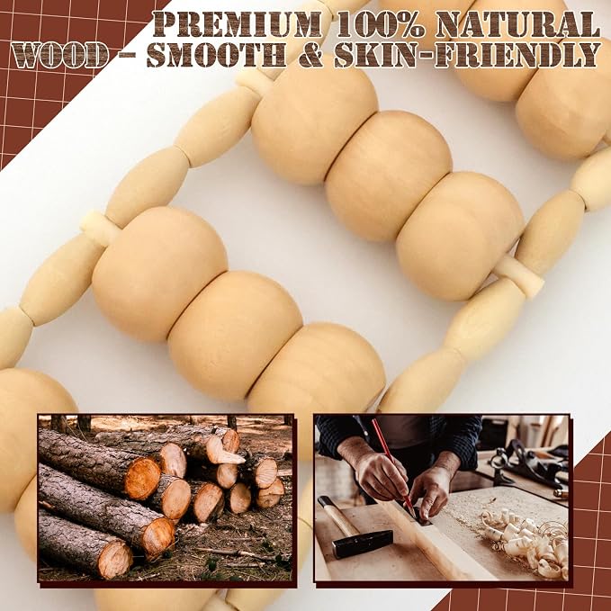 Wood Therapy Massage Tools, Wood Back Roller – Wooden Massage Roller Rope Maderoterapia Kit for Deep Tissue Relief,