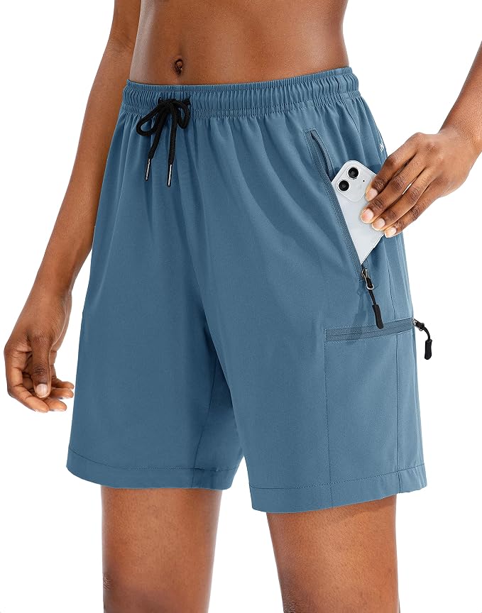 SANTINY Women's 5''/ 7''/9'' Hiking Cargo Shorts Quick Dry Lightweight Summer Shorts for Women Athletic Golf Zipper Pockets