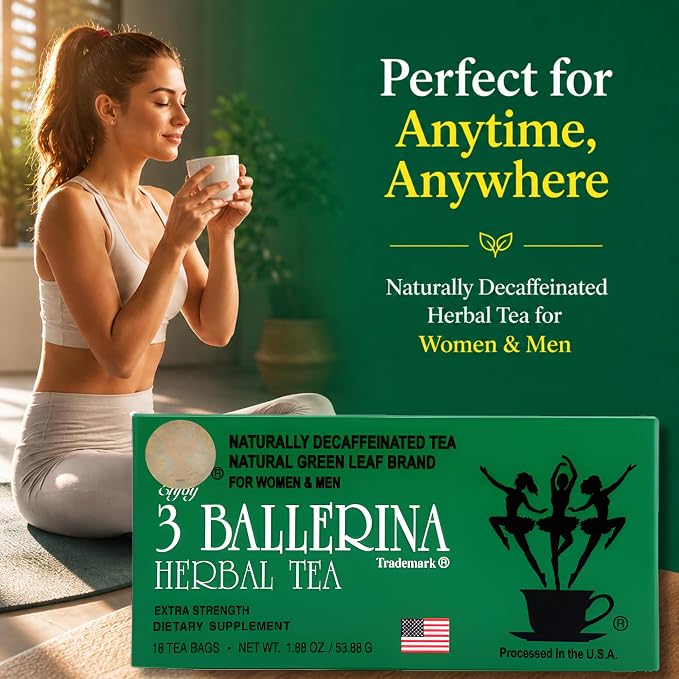 3 Ballerina Diet Tea Extra Strength – Caffeine-Free Herbal Tea Bags for Digestive Comfort – Pack of 2 (36 Count)