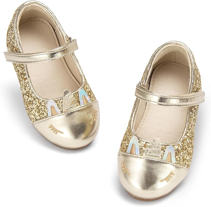 THEE BRON Mary Jane Ballet Flats - Girls' Dress Shoes with Hook & Loop Closure
