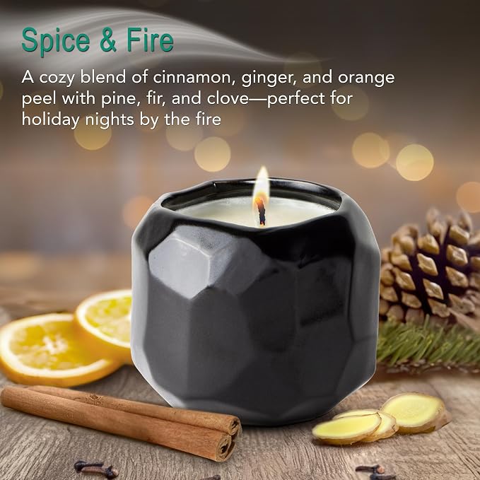 Hyggelight - The Growing Candle, Spice & Fire Scented, 13oz Ceramic Pot, Aromatherapy Candles for Home, 100% Soy, Emma
