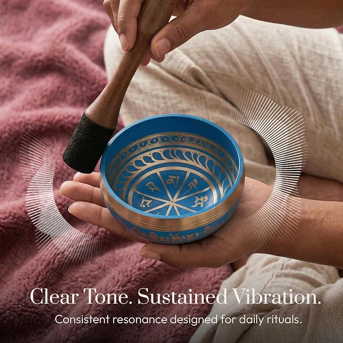 Silent Mind Tibetan Singing Bowl Set – Easy to Play & Beginner Friendly Meditation Bowl with Cushion, Mallet & Case | Stress Relief & Mindfulness | Gift-Ready