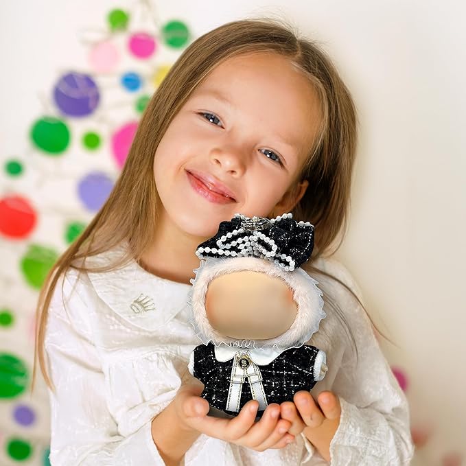 Clothes Fit for 17CM Doll, Fashion Doll Clothes Outfit Set Cute Theme Designer Toys Dress Accessories for Collector Fans Display (Black Tweed Jacket)