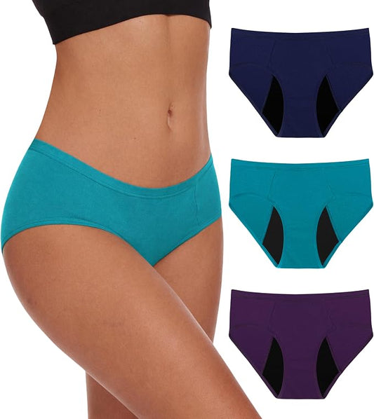 YESWEL Period Underwear For Women, Leakproof Hipster, Brief, Heavy Flow, 3 Pack