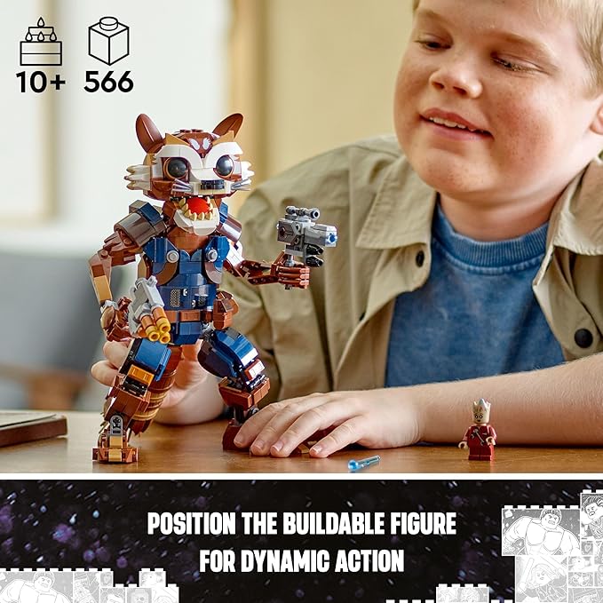 LEGO Marvel Rocket & Baby Groot Minifigure, Guardians of The Galaxy Inspired Marvel Toy for Kids, Buildable Action Figure for Play and Display, Gift for Boys and Girls Ages 10 and Up, 76282