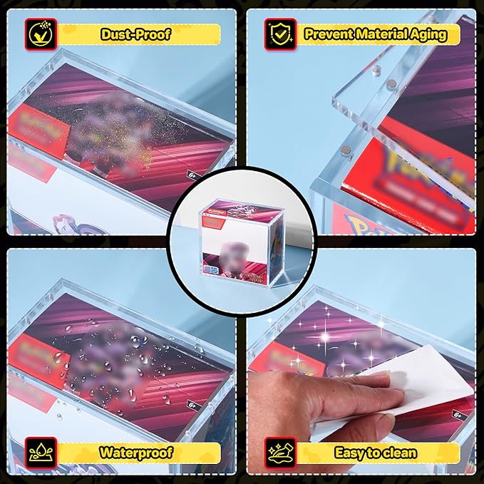 PKMN Booster Box Acrylic Case, 5MM Acrylic Display Case, Clear Ultra Boxes for Display Compatible with PKMN Booster Boxes, Dustproof and Waterproof Display Box
