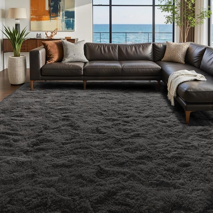 6x9 Ft Large Shag Rugs for Living Room Decor, Ultra Soft Fluffy Furry Area Rugs for Bedroom Indoor Floor, Aesthetic Carpet for Kids Home (Grey)