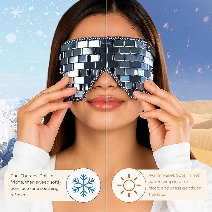 TeraRX® Terahertz Eye Mask – 100% Authentic Terahertz Stone Eye Mask for Cooling & Heating Therapy – Easy To Wear Design with Secure Comfort Straps – Relieves Puffiness, Eyes Fatigue & Fascial Tension