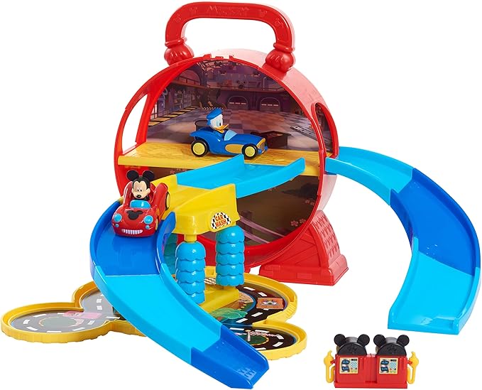 Disney Junior Mickey Mouse Stow ’n Go Garage, Figure and Vehicle Playset, Kids Toys for Ages 3 Up by Just Play